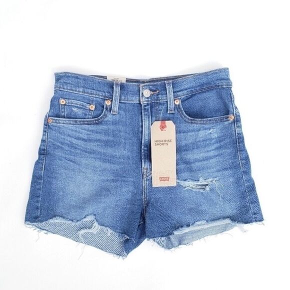 Levi's New High-Rise Distressed Jean Shorts New NWT - Picture 10 of 11